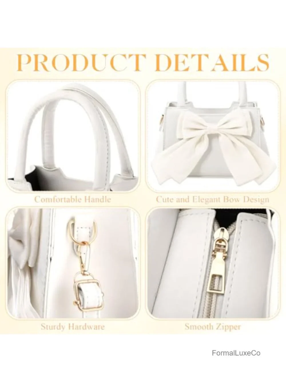 Cute Pu Leather Crossbody Purse Small Pocketbook with Top Handle Bow Charm